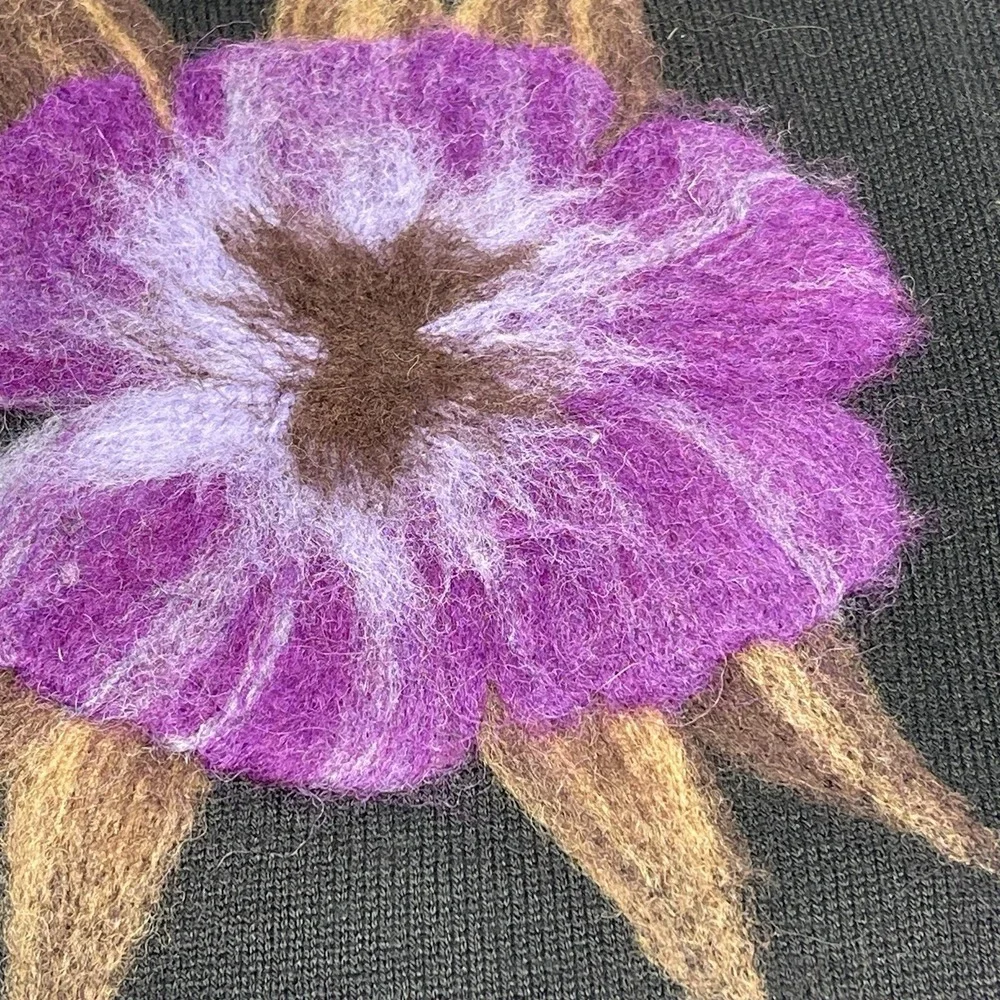 J. Jill Women's Knit Scarf Dimensional Flowers Cozy Wool Blend One Size‎